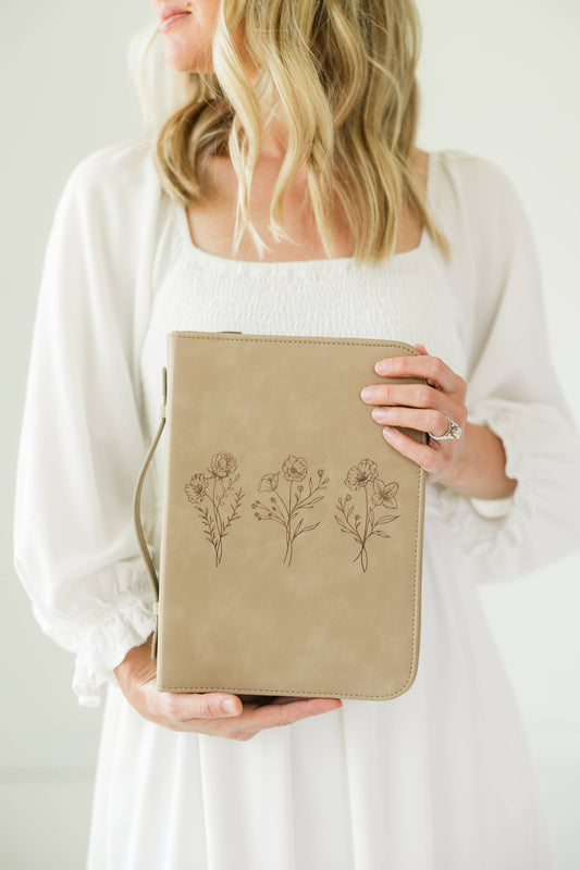 Bible Cover, Vegan Leather Bible Case, Trio Floral