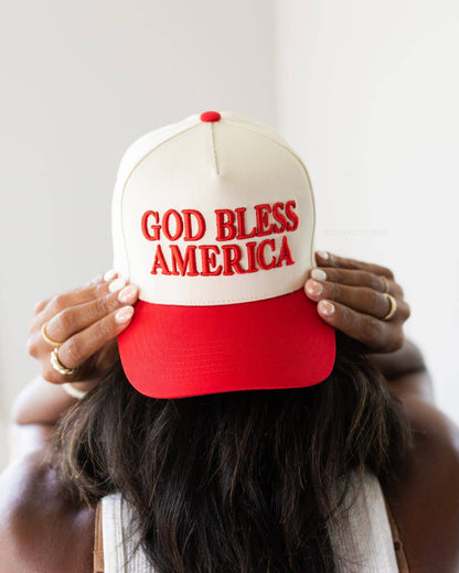 God Bless America Hat Red, Off-White, & Navy
