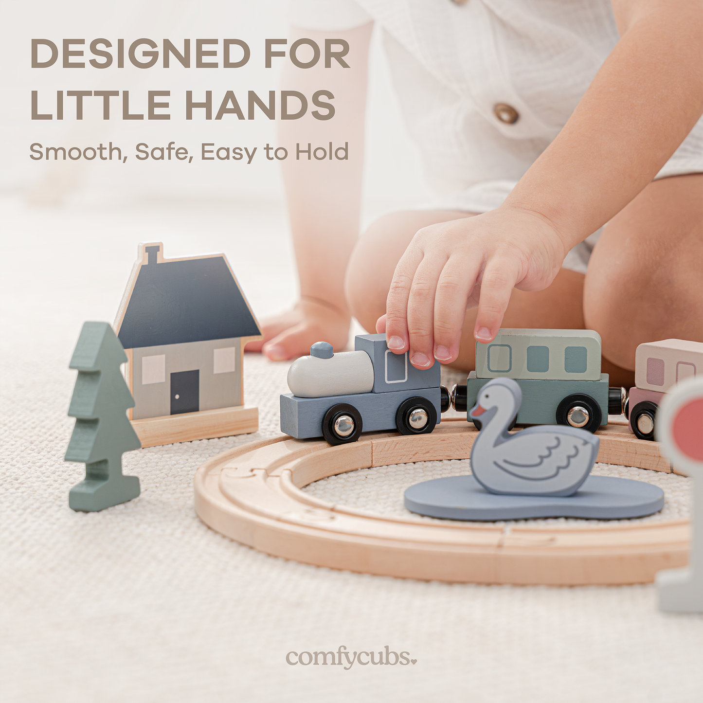 30-PC Wooden Train Set for Toddlers