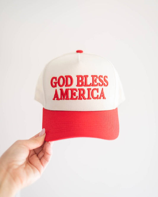 God Bless America Hat Red, Off-White, & Navy