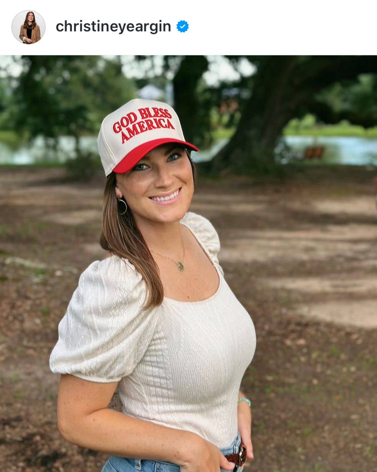 God Bless America Hat Red, Off-White, & Navy