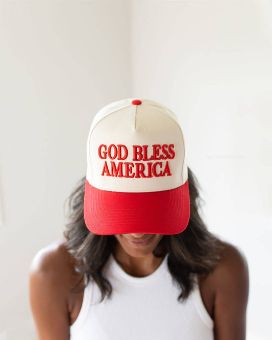 God Bless America Hat Red, Off-White, & Navy