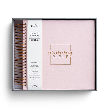Illustrating Bible Niv: Spiral Bound Bible Journal, Pink