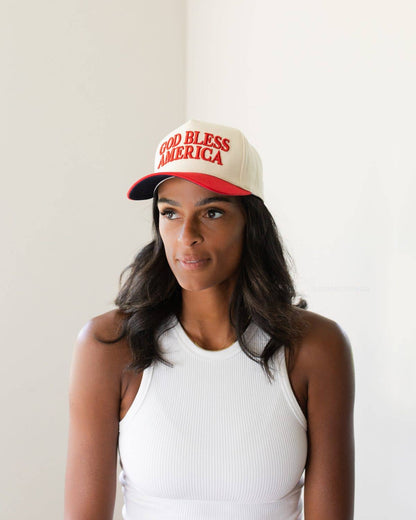 God Bless America Hat Red, Off-White, & Navy