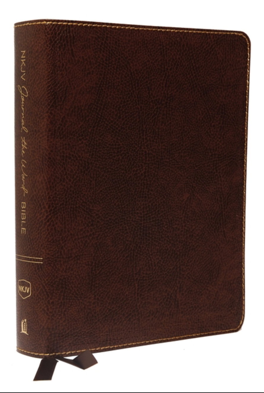 NKJV, Journal the Word Bible, Large Print, Bonded Leather, Brown, Red Letter Edition